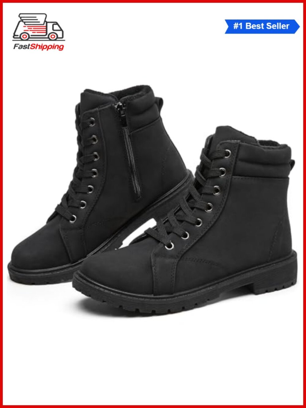 Women's Winter Ankle Bootie Snow Boots Faux Fur Lined PU Leather Waterproof